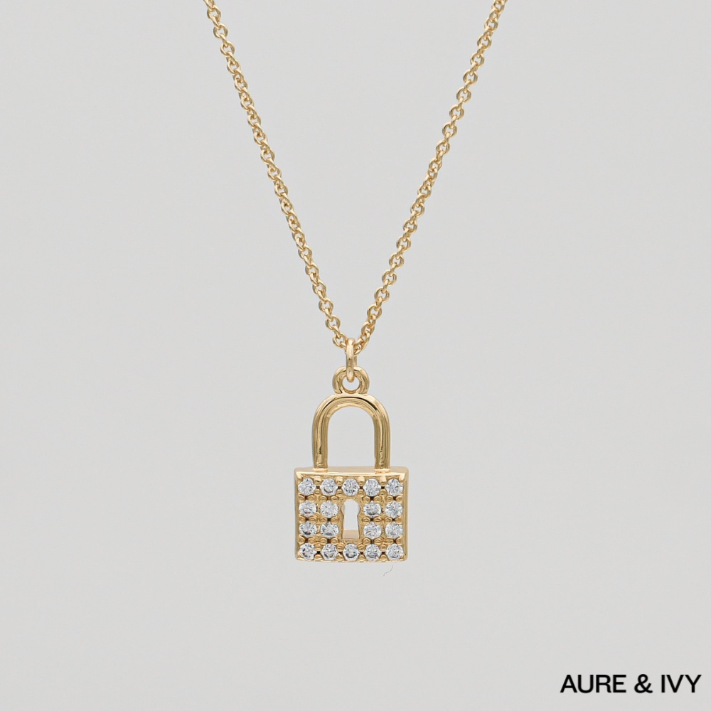 Sarai CZ Lock Necklace
