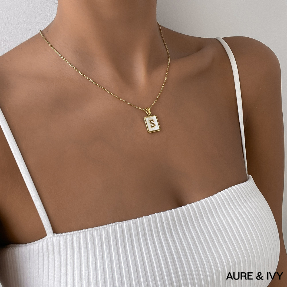 Aven Opal Initial Necklace
