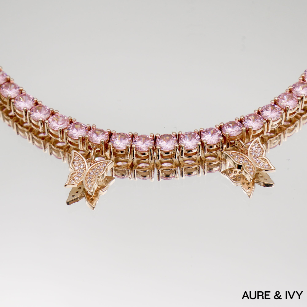 Icy Butterfly Choker (Pink CZ)