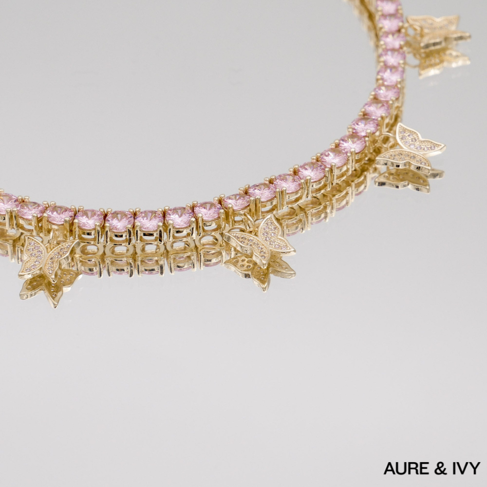 Icy Butterfly Choker (Pink CZ)