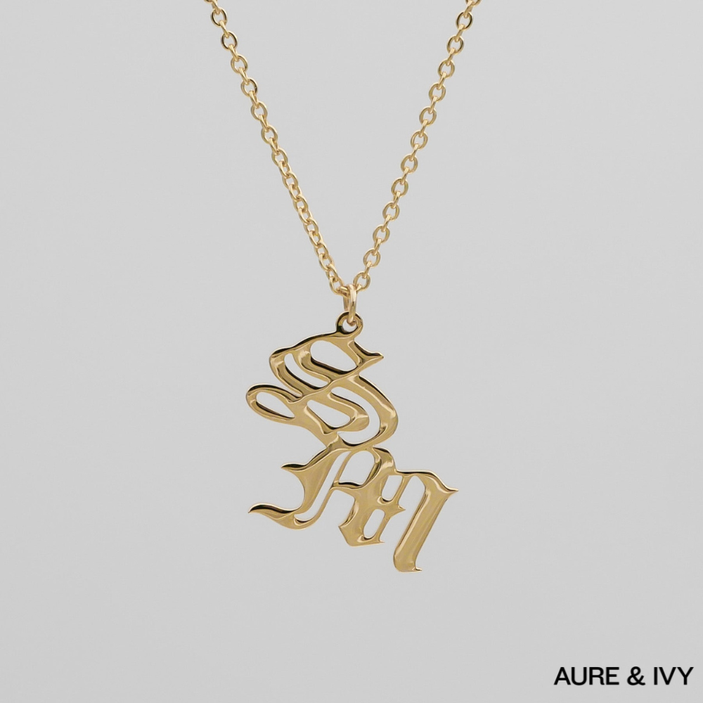 Old English Double Initial Necklace