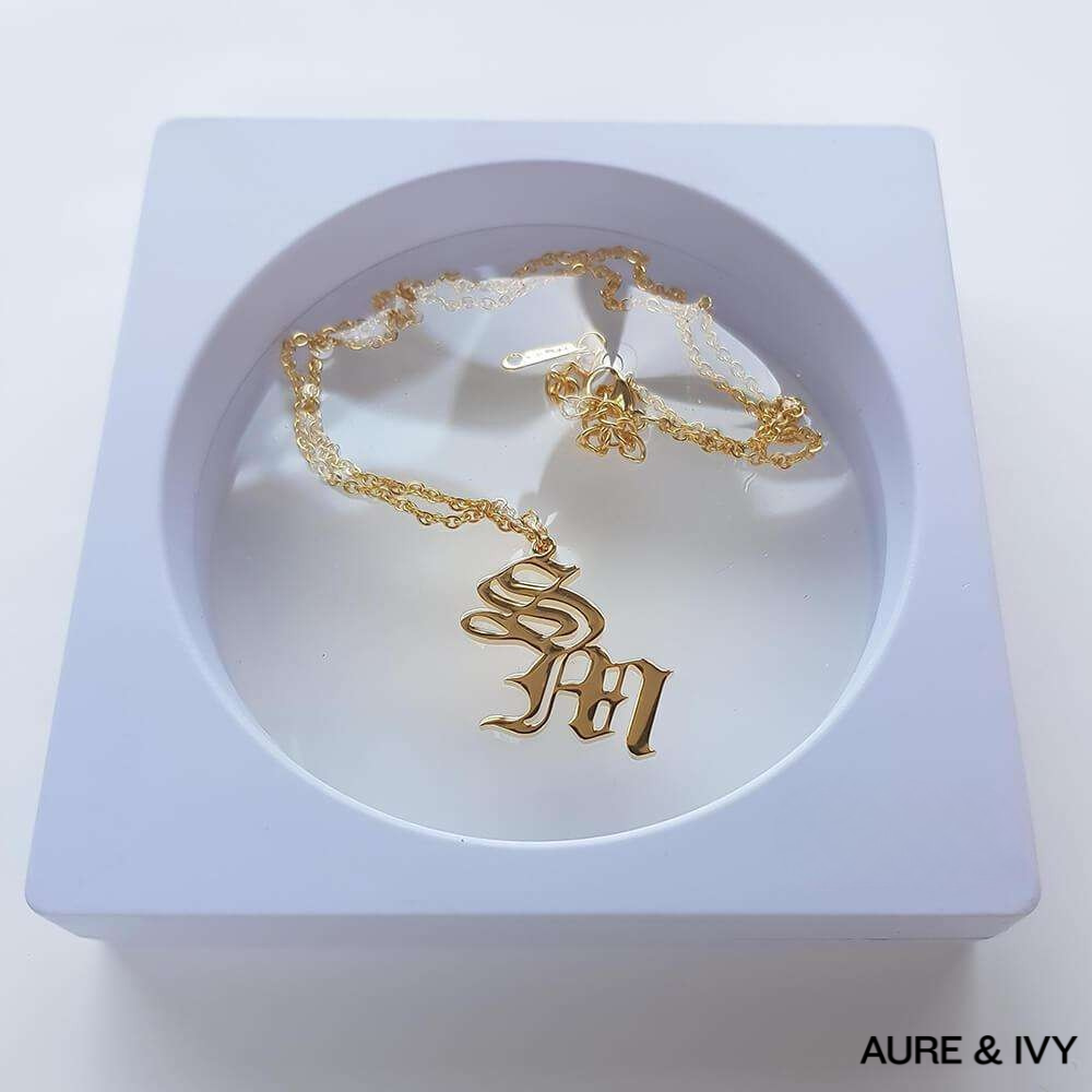 Old English Double Initial Necklace