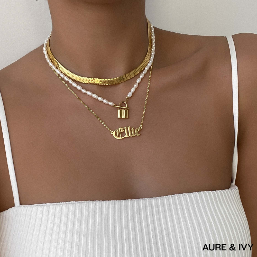 Old English Name Plate Necklace