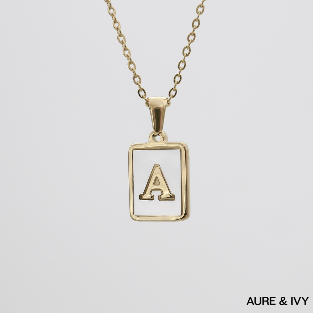 Aven Opal Initial Necklace
