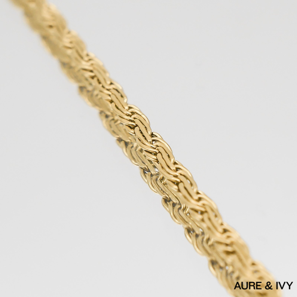 Flat Rope Link Chain | Gold