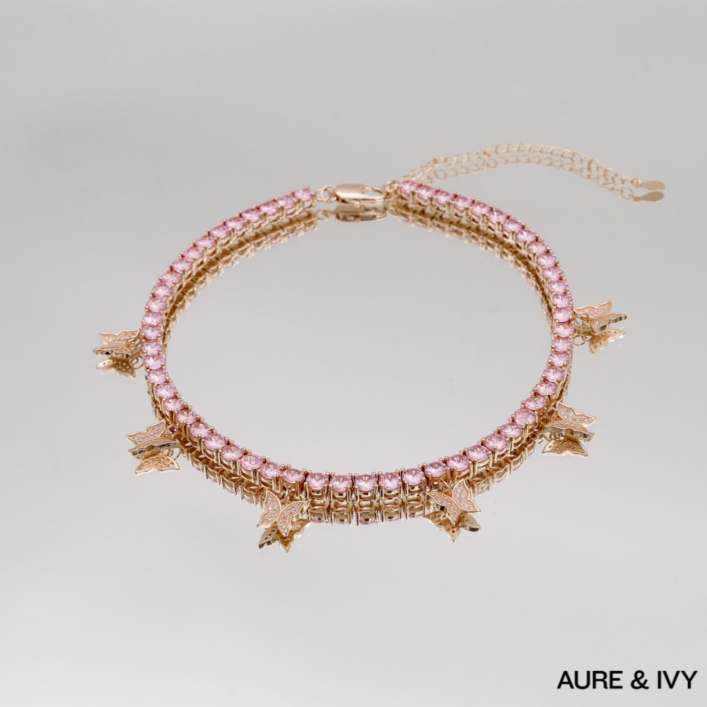 Icy Butterfly Choker (Pink CZ)