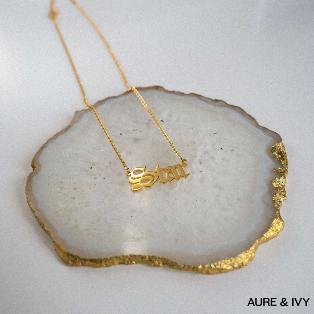 Old English Name Plate Necklace