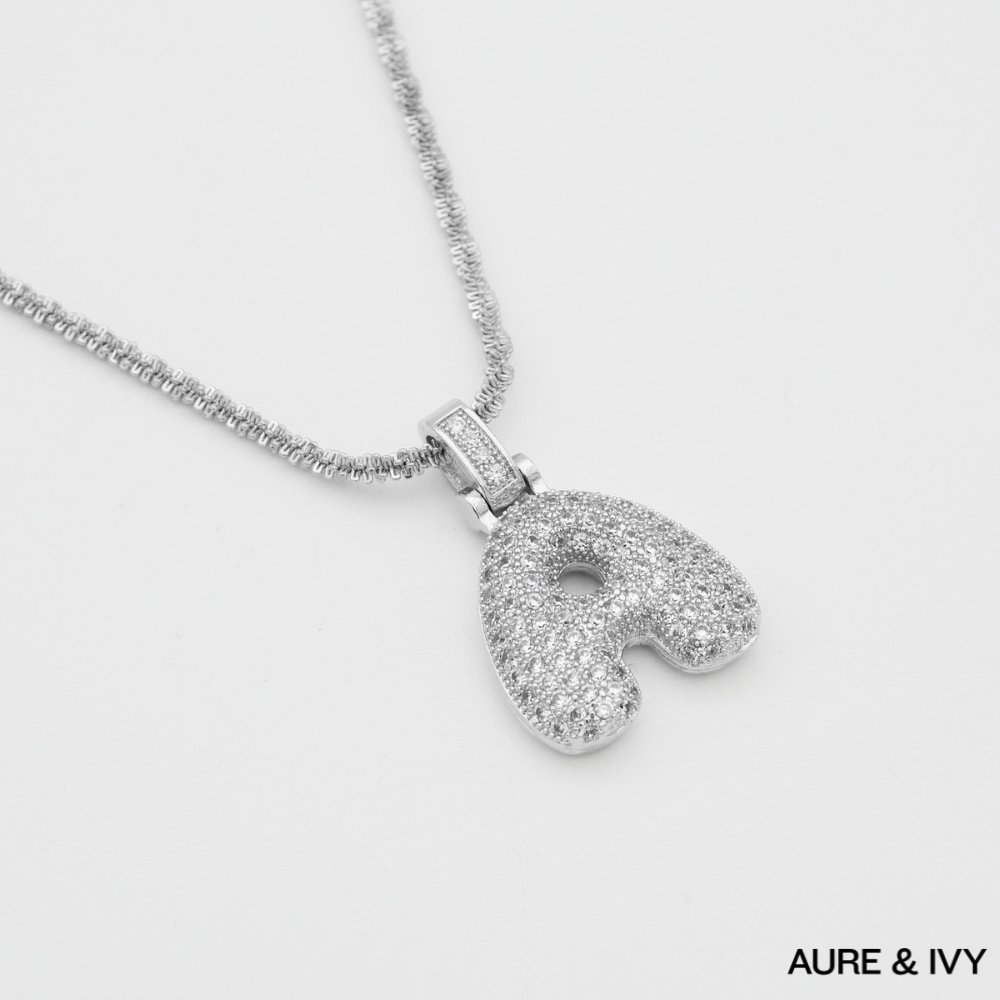 ICY Bubble Letter Initial Necklace