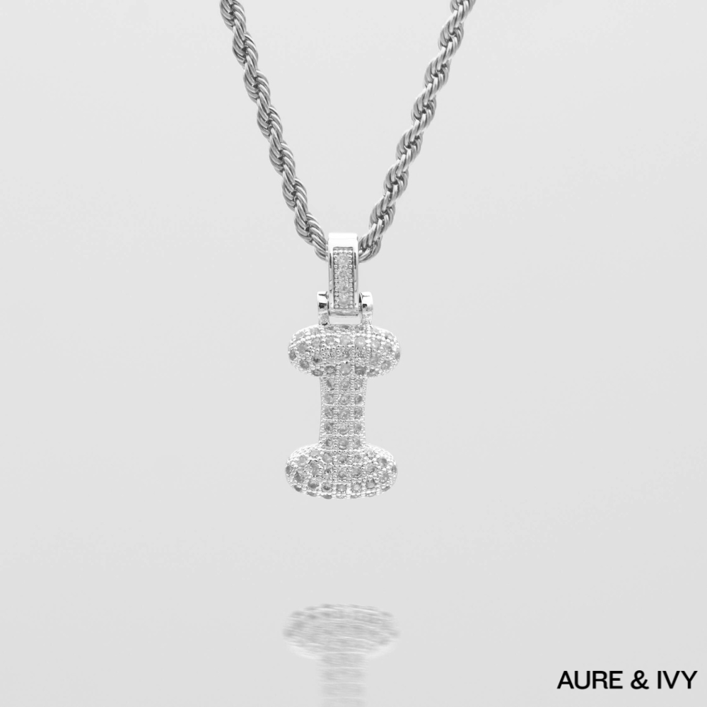 ICY Bubble Letter Initial Necklace